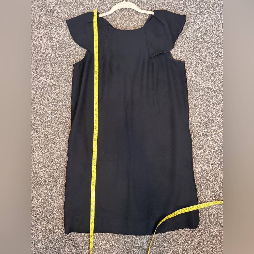 Banana Republic Black Mini Cocktail Dress Ruffle Sleeve Sz 8 PullOn Lightweight - Picture 10 of 11